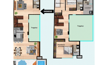 PRECIOSO DUPLEX DE 3 DORMS Y PISCINA EN SURCO.