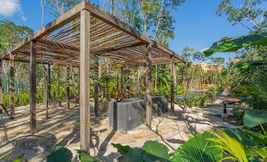 CASA EN VENTA EN TULUM 3 HABITACIONES CON ALBERCA INFINITY, ZONA DE REUNIONES JUEGOS PARA NIÑOS