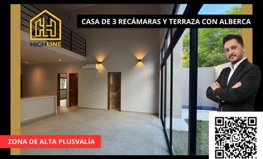 CASA DE 3 RECÁMARAS CON TERRAZA Y ALBERCA PRIVADA EN VENTA. PLAYA DEL CARMEN. ENTREGA INMEDIATA.