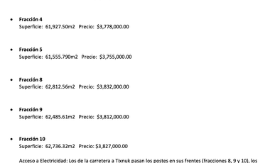 Terrenos de 6 HA en Venta en Hacienda Tamchen