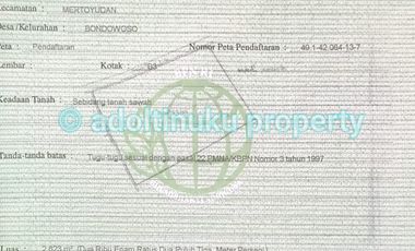 Tanah persegi dengan lebar muka 60 m di mertoyudan magelang