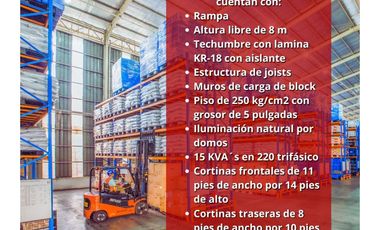 Bodega # 5  Clase A con altura libre de 8 Metros. Juárez Chi