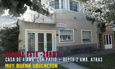 VENTA CASA 4 AMBIENTES BERNAL GARAGE DEPTO 2 AMB.