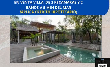VILLA DE DOS RECAMARAS CON ALBERCA PRIVADA UBICADA EN RESIDENCIAL A 5 MINUTOS DEL MAR EN AKUMAL