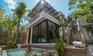 VILLA DE DOS RECAMARAS CON ALBERCA PRIVADA UBICADA EN RESIDENCIAL A 5 MINUTOS DEL MAR EN AKUMAL