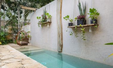CASA EN VENTA DE DOS RECAMARAS CON ALBERCA PRIVADA EQUIPADA Y AMUEBLADA UBICADA EN TULUM