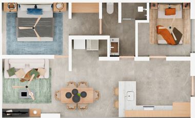 Departamento en venta en Temozon Modelo de 2 habitaciones