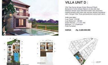 Villa di canggu,kawasan villa,view sawah, sunset,lokasi strategis