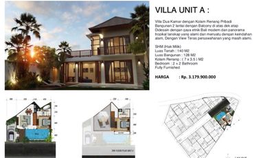 Villa di canggu,kawasan villa,view sawah, sunset,lokasi strategis