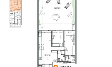 Departamento dos dormitorios con patio en venta Centro