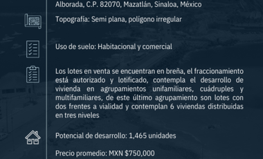 Terreno en Venta La Alborada, Mazatlán, Sinaloa