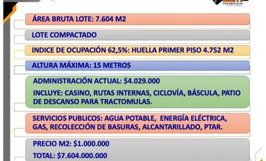 VENTA LOTE INDUSTRIAL COMPACTADO Y ESQUINERO PARQUE IND. TOCANCIPA