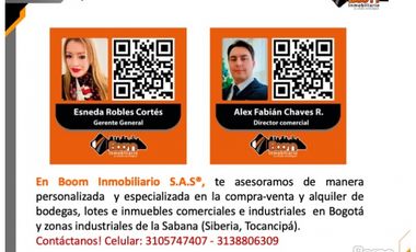 VENTA LOTE INDUSTRIAL COMPACTADO Y ESQUINERO PARQUE IND. TOCANCIPA