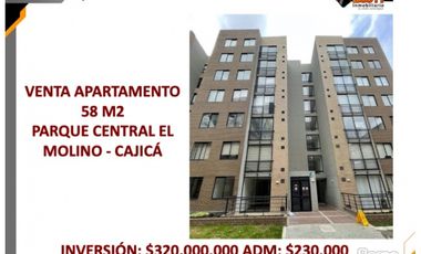 VENTA APARTAMENTO EN CAJICA 58 M2 PARQUE CENTRAL EL MOLINO