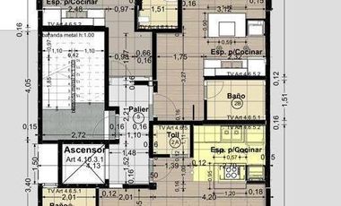 Departamento monoambiente con cochera y pileta