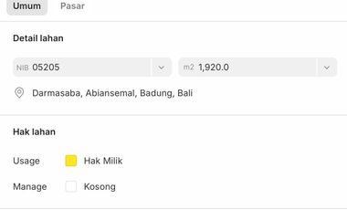 TANAH DARMASABA UBUD JALAN UTAMA LOS SUNGAI VIEW SAWAH DAN JUNGLE