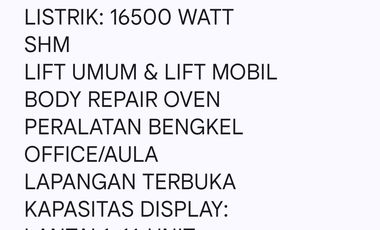 JUAL CEPAT GEDUNG SHOWROOM  BENGKEL MOBIL  BODY REPAIR 3 setengah LANTAI