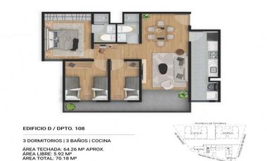 DEPARTAMENTO DE 3 DORM.   SERV. COMPLETO EN AV. OSCAR R. BENAVIDES-BELLAVISTA / CON BONO VERDE