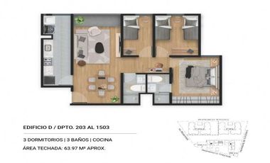 DEPARTAMENTO DE 3 DORM. EN AV. OSCAR R. BENAVIDES – BELLAVISTA / CON BONO VERDE