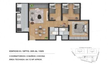 DEPARTAMENTO DE 3 DORM. EN AV. OSCAR R. BENAVIDES – BELLAVISTA / CON BONO VERDE