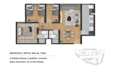 DEPARTAMENTO DE 3 DORM. EN AV. OSCAR R. BENAVIDES – BELLAVISTA / CON BONO VERDE