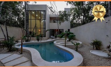 VILLA DE 4 HABITACIONES CON ALBERCA PRIVADA EN TULUM. GYM, FOGATERO. ENTREGA INMEDIATA.