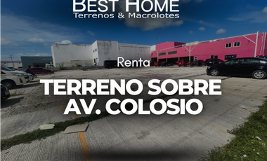 Terreno de 1,260 m2 en renta  sobre Av. Colosio Cancún, Q.Roo