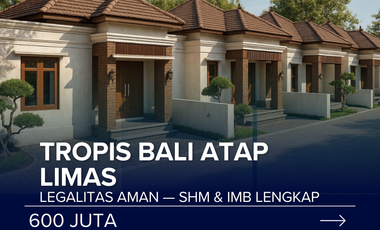 Legalitas Aman! Rumah 2KT Desain Villa Bali Tropis SHM & IMB Lengkap