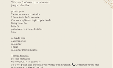 6200 UF CASA EN LA FLORIDA ALTO MACUL