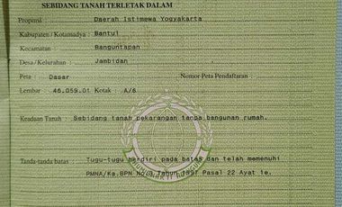 BU TANAH PEKARANGAN DI BANGUNTAPAN COCOK HUNIAN, KOST, GUDANG DLL