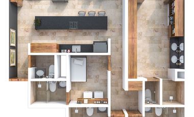 DEPARTAMENTO EN VENTA EN MÉRIDA, STA GERTRUDIS, NORTEVEINTIUNO, MOD. 3, LISTO.