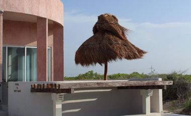 DEPARTAMENTO EN VENTA MERIDA, PLAYA TELCHAC, TEMPORADA, FRENTE AL MAR, LISTA.