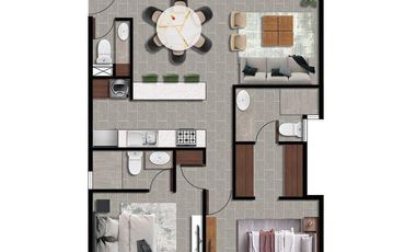 DEPARTAMENTO EN VENTA MERIDA, TEMOZON NORTE, TARENTO, MOD. APULIA, LISTO