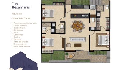 DEPARTAMENTO EN VENTA MERIDA, TEMOZON NORTE, OMH, MOD. 3 REC, LISTO.