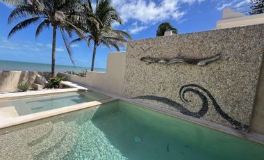 CASA EN VENTA MERIDA, TELCHAC PUERTO, FRENTE AL MAR, EQUPADA, ENTREGA INMEDIATA