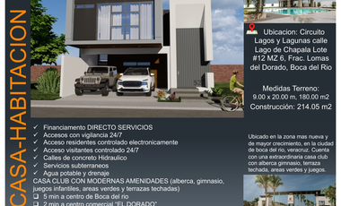 CASA EN VENTA EN EL FRACCIONAMIENTO LOMAS DEL DORADO EN BOCA DEL RIO