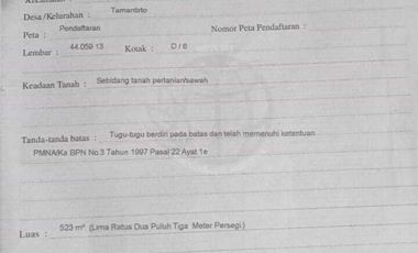 TANAH SAWAH STRATEGIS SELANGKAH KE KAMPUS UMY TAMANTIRTO BANTUL YOGYA