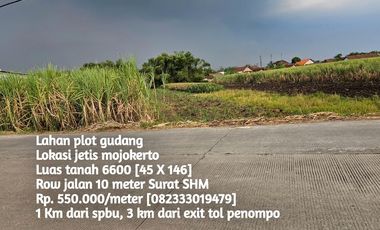 Termurah lahan zona gudang mojokerto nol jl cor akses kontainer 40 ft