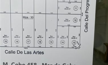 Lote de terreno baldio en Mar de Cobo