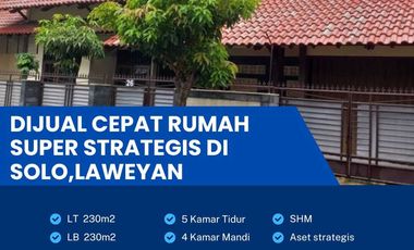 Dijual Rumah Super Strategis di Kota Solo Laweyan Luas 230m2