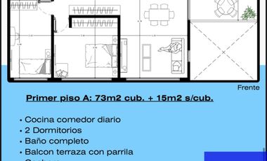 Departamento en venta de 2 dormitorios c/ cochera en Costa Azul