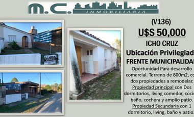 V136. ICHO CRUZ CASA A REFACCIONAR EN OPORTUNIDAD.