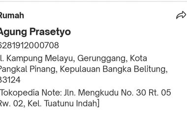 Dijual Rumah siap huni tanpa perantara di Gerunggang