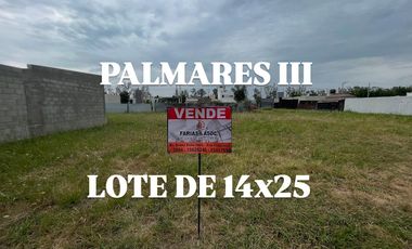 Vendo Terreno 14 x 25 mts en Loteo Palmares III