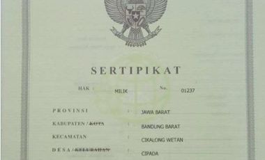 Dijual Tanah Kavling 247 m2 di Padalarang Bandung, View Gunung & Sawah