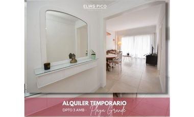 ALQUILER TEMPORARIO 3 amb con cochera Playa Grande MdP