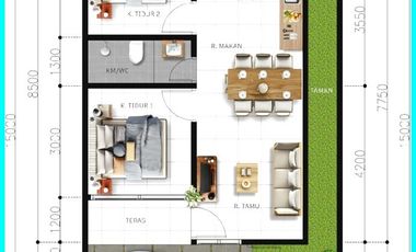 Dekat Stasun Wates, Rumah di Tawangsari Pengasih Model Japandi Type 50
