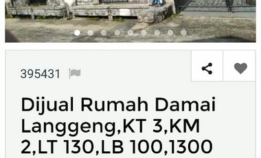 DIJUAL rmh Damai Langgeng,Pekanbaru,LT/LB 130/100 (NEGO)