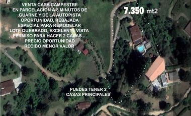 Venta casa campestre finca parcelación guarne autopista recibo escucho
