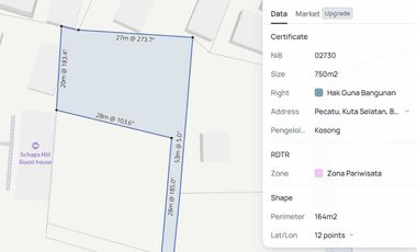 DIJUAL TANAH KOMERSIAL KAWASAN KUTA SELATAN BADUNG BALI